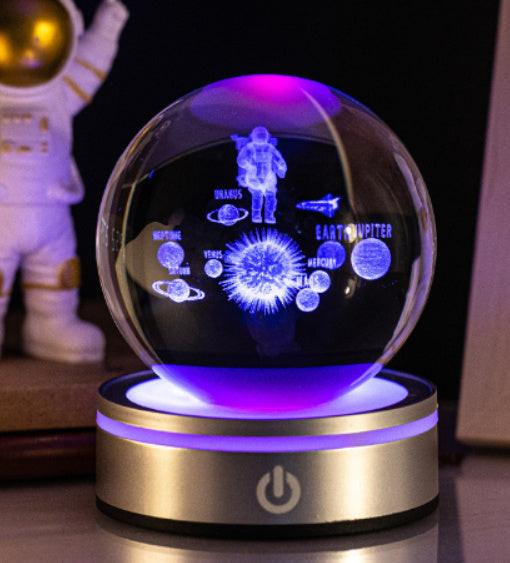 Creative 3D Inner Carving Luminous Crystal Ball Colorful Gradient Small Night Lamp Home Decorations Gifts Selection.