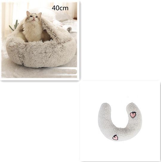 2 In 1 Dog And Cat Bed Pet Winter Bed Round Plush Warm Bed House Soft Long Plush Pets Bed Pet Products.
