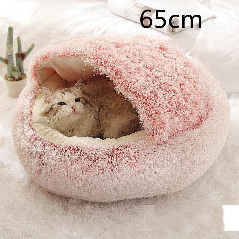 2 In 1 Dog And Cat Bed Pet Winter Bed Round Plush Warm Bed House Soft Long Plush Pets Bed Pet Products.