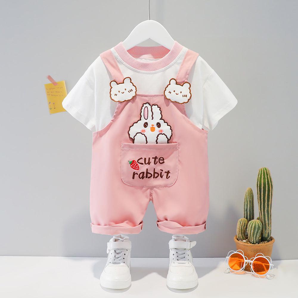 Children's Clothing Men And Women Baby Summer Cartoon Short-sleeved Overalls.