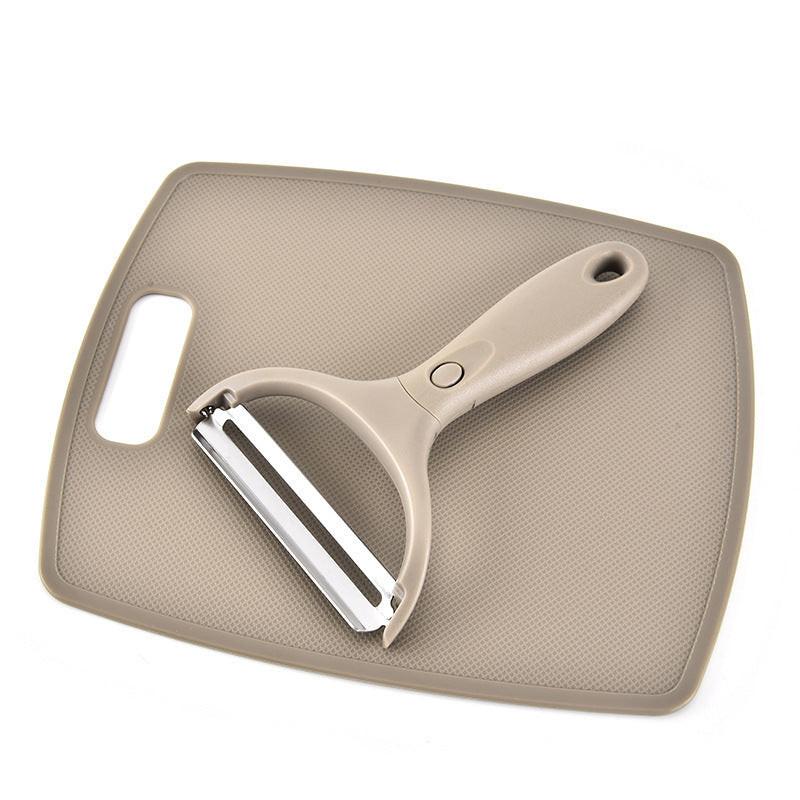 Stainless Steel Cutter Set Three Piece Set Wheat Straw Chopping Board Fruit Knife Peeler Combined Kitchen Tools.