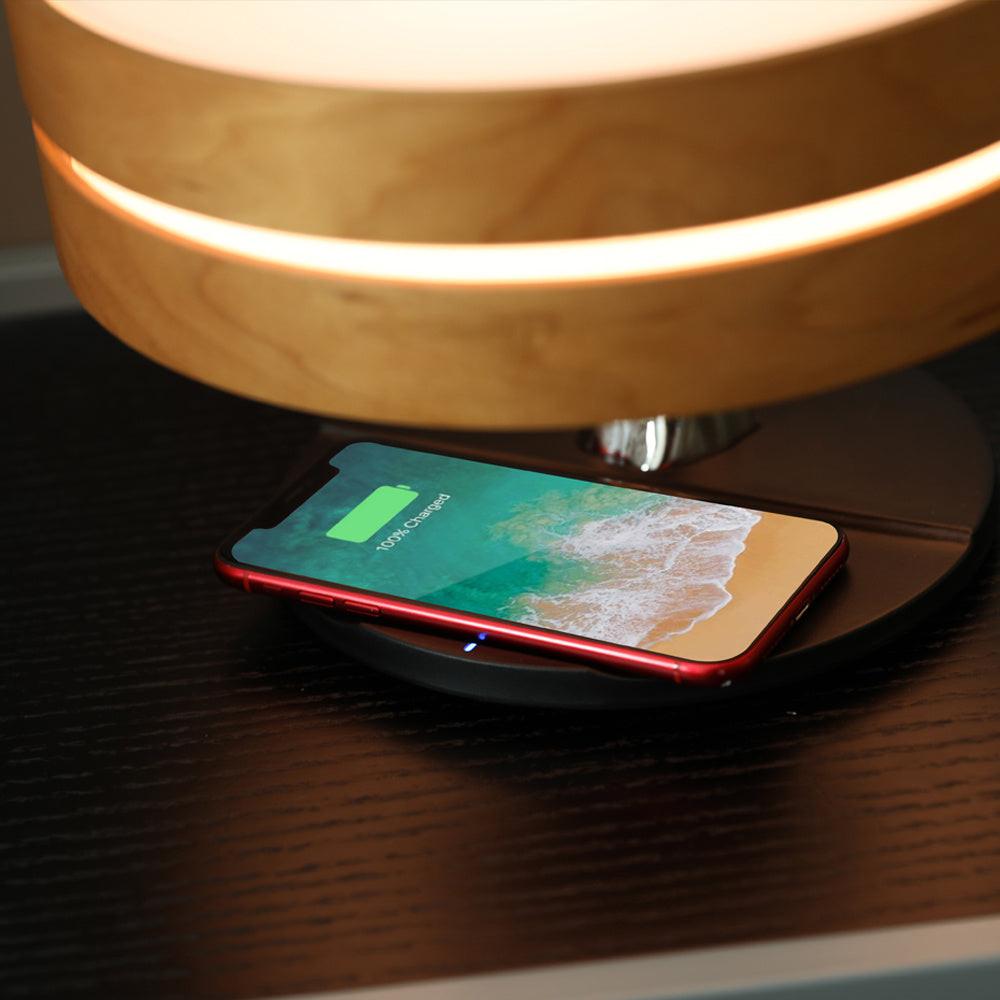 Round Intelligent Music Bluetooth Speaker Bed Lamp WiFi Circle Tree Of Led Light Wireless Charging For Living Room.