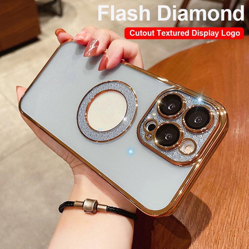 Electroplating Soft Diamond Ring Phone Case Drill Leakage Standard Mobile Phone Case Lens Film.