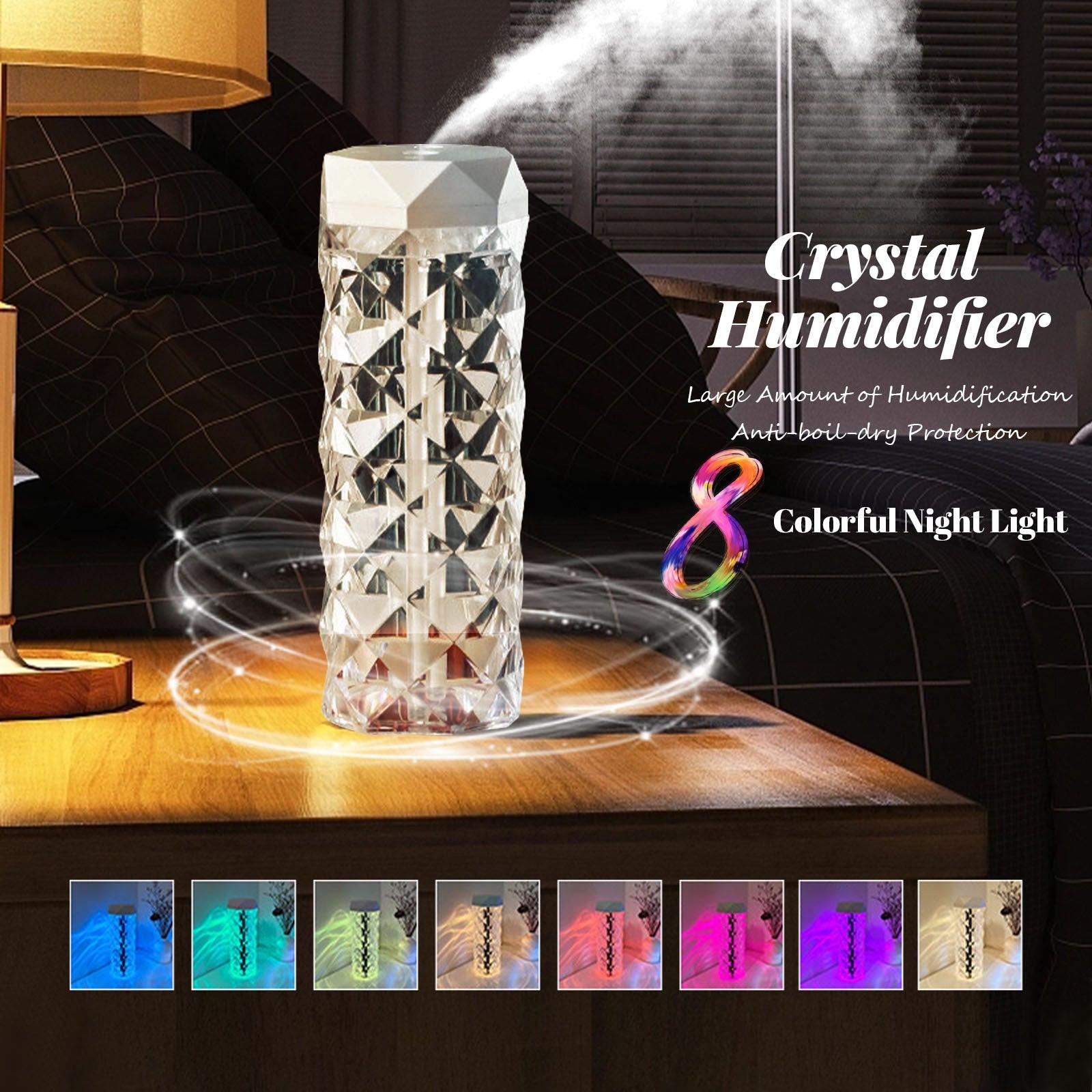 Crystal Lamp Air Humidifier Color Night Light Touch Lamp With Cool Mist Maker Fogger LED Atmosphere Room Decoration Home Decor Lights.