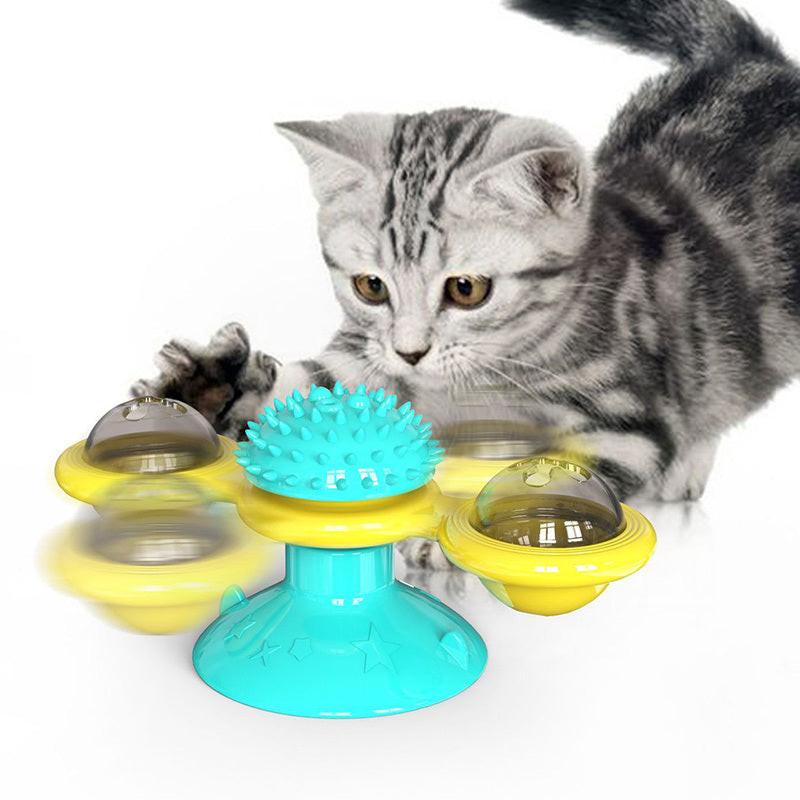Cat Rotating Windmill Multi-Function Toys Itch Scratching Device Teeth Shining Toy.
