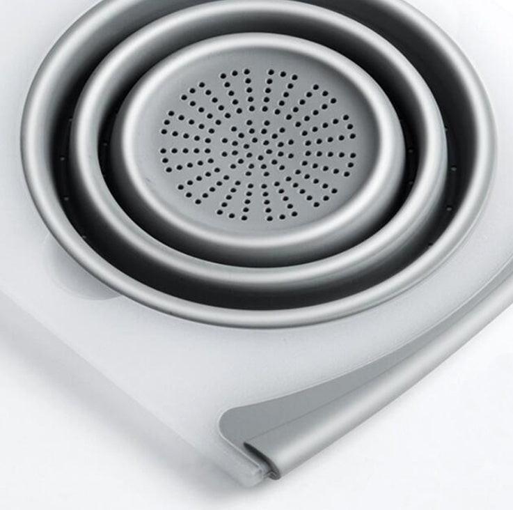 Innovative Multi-Functional 3 in 1 Chopping Board Detachable Folding Drain Basket Sink Cutting Board.