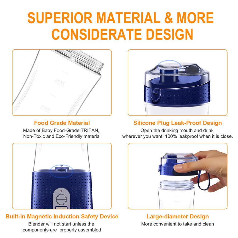 Portable Blender For Shakes And Smoothies Personal Size Single Serve Travel Fruit Juicer Mixer Cup With Rechargeable USB.