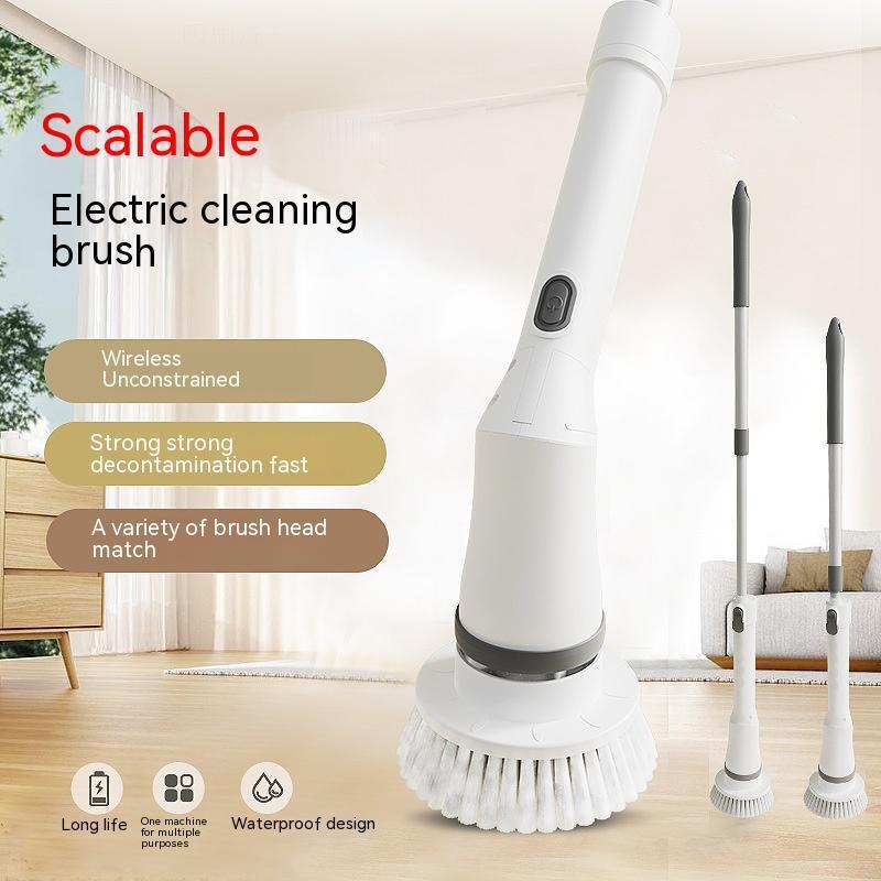 Electric Scrubber Cleaning Wall Long Handle Elbow Telescopic Multifunction Cleaning Brush.