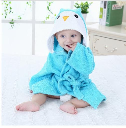 Children's Hooded Absorbent Animal-shaped Bathrobe.