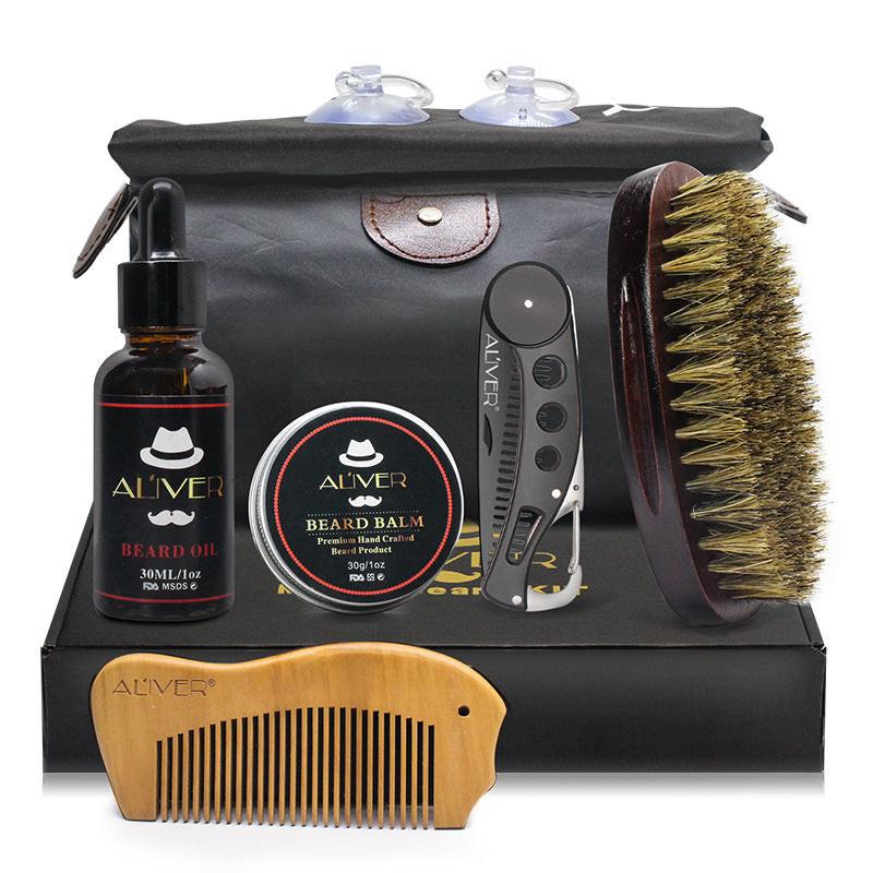 Man Hair Beard Shaving Set Bathroom Tool Brush Comb Shaving Scissors Clean Styling Set.