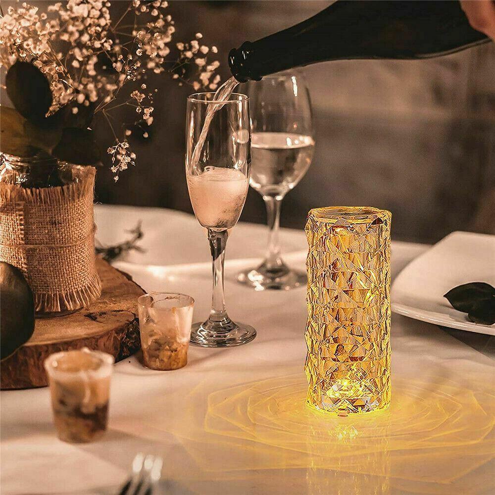 LED Crystal Table Lamp Diamond Rose Night Light Touch Atmosphere &Remote Control.