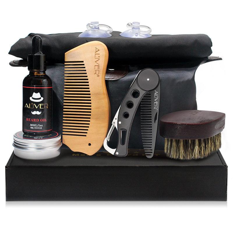 Man Hair Beard Shaving Set Bathroom Tool Brush Comb Shaving Scissors Clean Styling Set.
