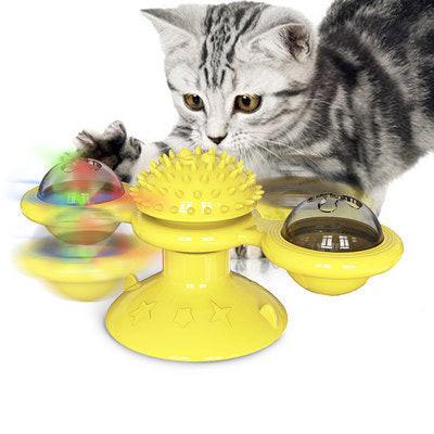 Cat Rotating Windmill Multi-Function Toys Itch Scratching Device Teeth Shining Toy.