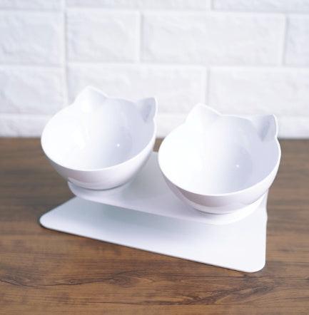 New Inclined Food Cat Ear Oblique Mouth Transparent Single Pet Bowl.