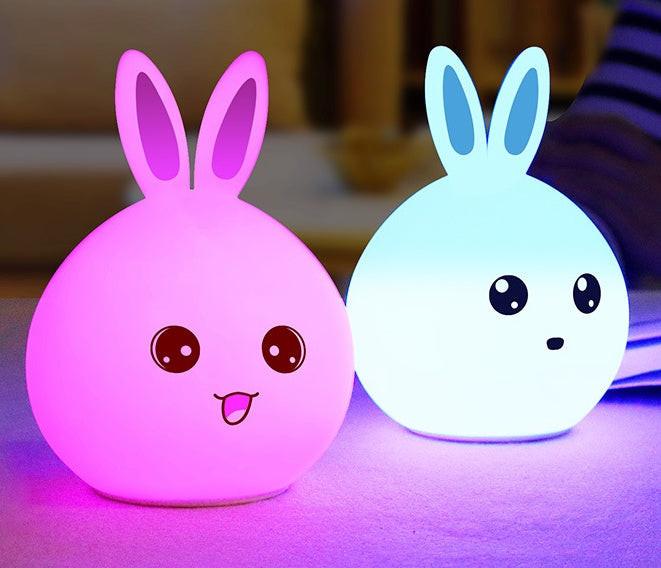 Cute Night Light Animal Rabbit Night lamps Touch Sensor Silicone LED Colorful Lights.