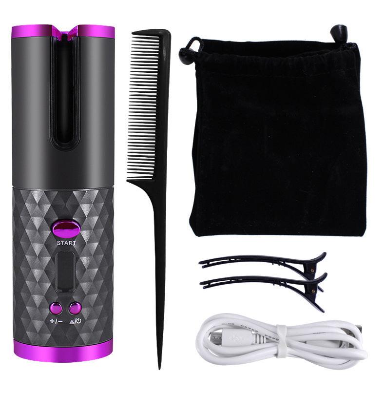 Rechargeable Automatic Hair Curler Women Portable Hair Curling Iron LCD Display Ceramic Curly Rotating Curling Wave Styer.