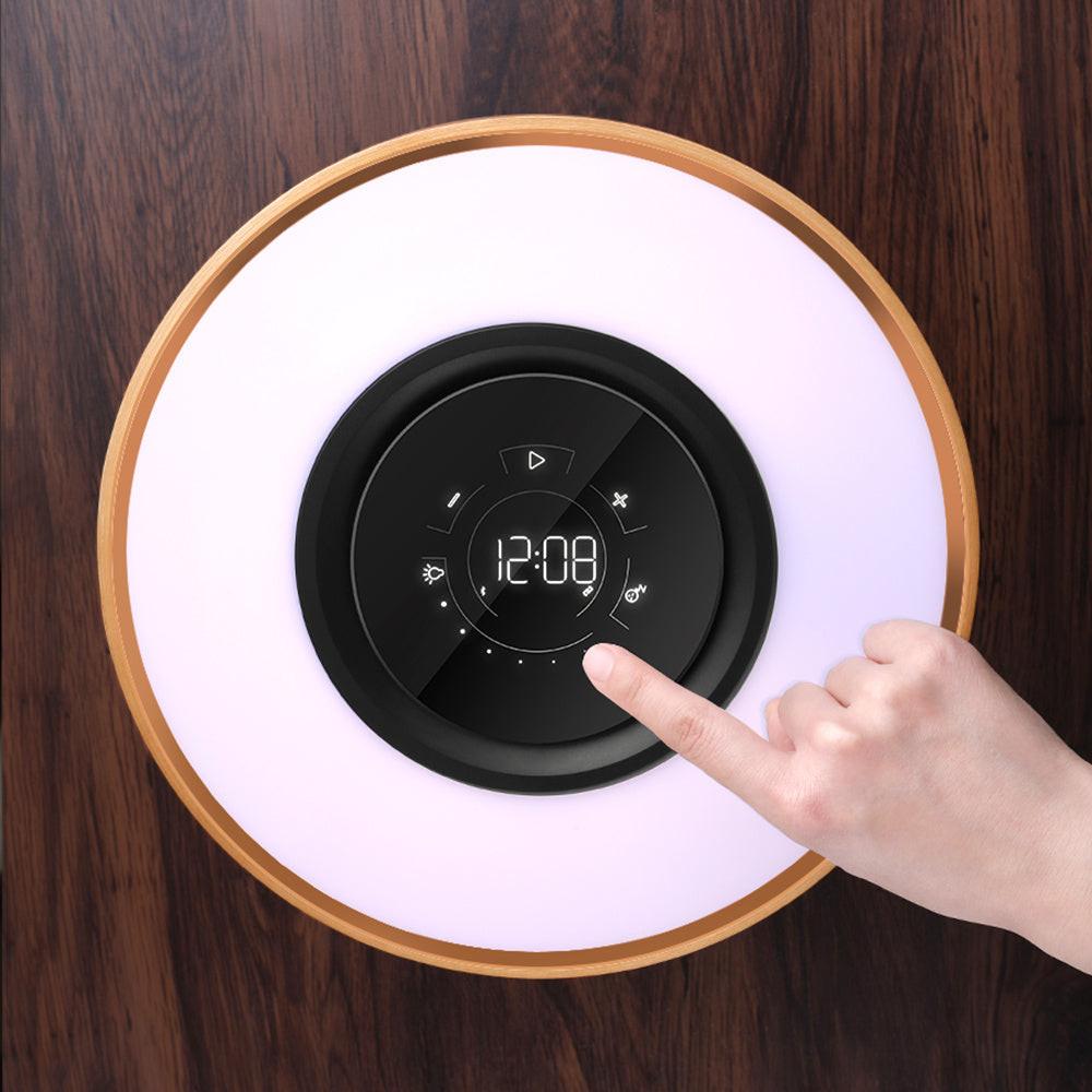 Round Intelligent Music Bluetooth Speaker Bed Lamp WiFi Circle Tree Of Led Light Wireless Charging For Living Room.