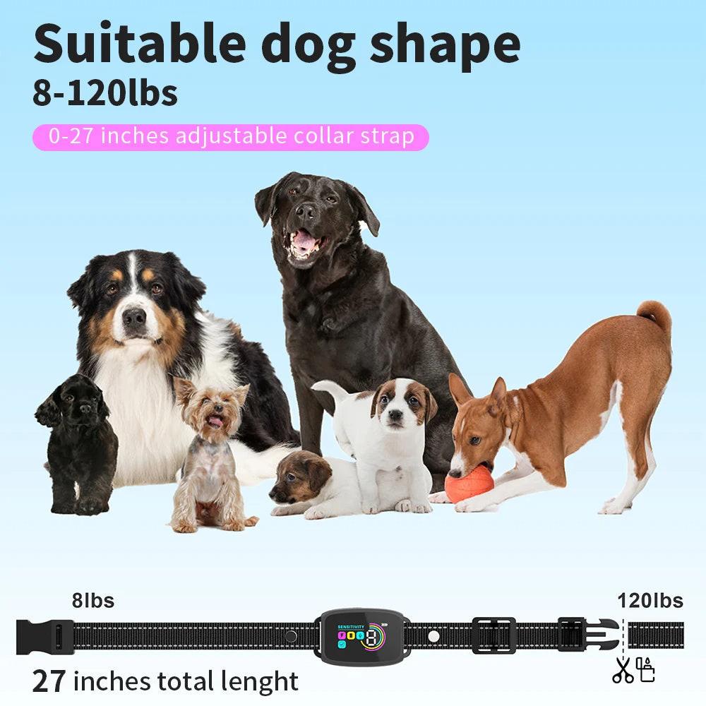 Smart Automatic Anti Barking Dog Collar Rechargeable Bark Stopper Stop Barking HD Digital Display IP67 Waterproof Collar For Dogs Pet Products.