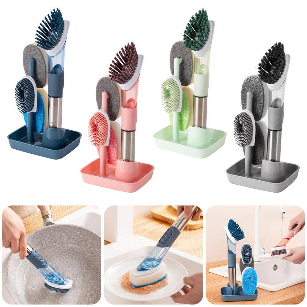 New Multifunctional Dish Brush Household Kitchen Oily Sponge Long Handle Cleaning Brush.