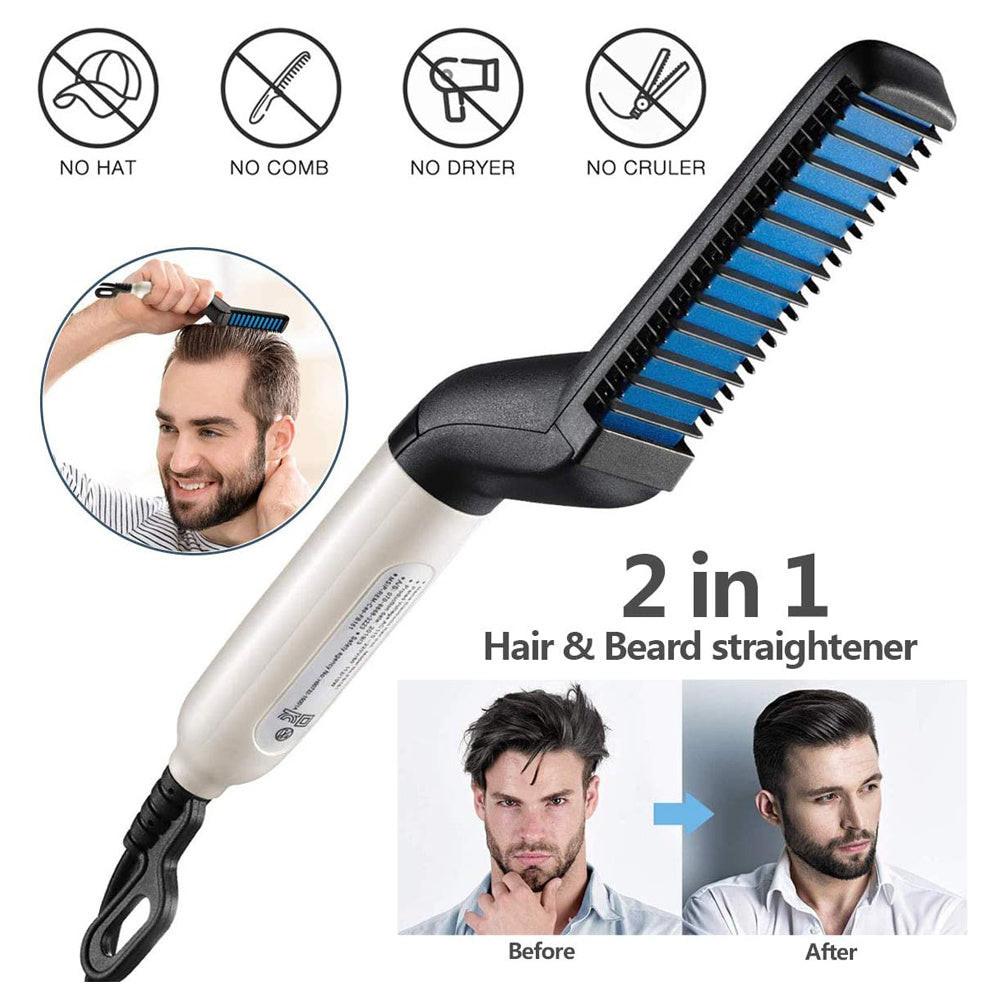 Electric Hair Straightener Brush,Men Quick Beard Straightener Styler Comb,Hair Straightening,Curly Hair Straightening Comb,Side Hair Detangling,Multifunctional Hair Curling Curler.