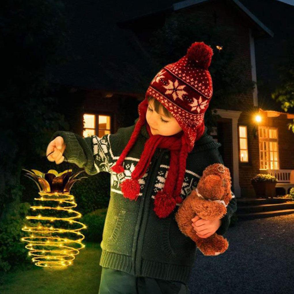 Outdoor Waterproof Garden Pineapple Solar Lights Path Lights Hanging Fairy Lights Solar Led Warm Fairy String Decor.
