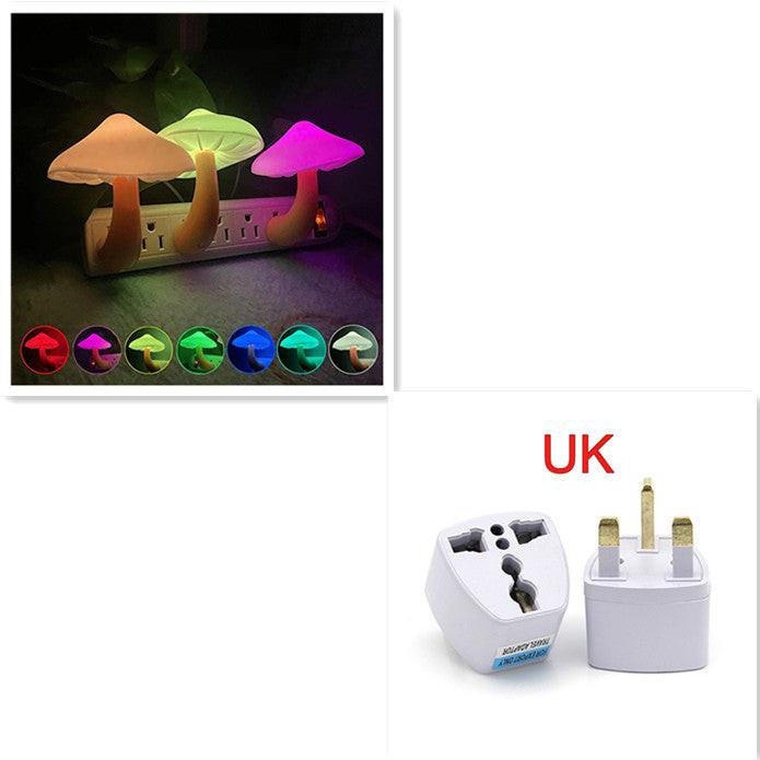 LED Night Light Mushroom Wall Socket Lamp EU US Plug Warm White Light-control Sensor Bedroom Light Home Decoration.