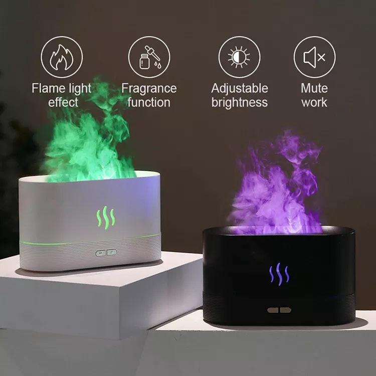 2022 Best Selling USB Ultrasonic Flame Humidifier Led RGB Colorful Essential Oil Fire Flame Aroma Diffuser.