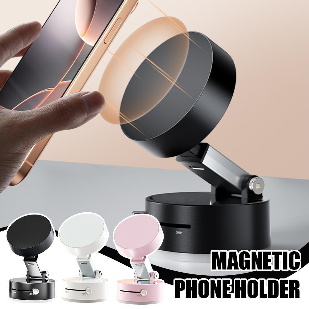 Foldable Magnetic Vacuum Car Phone Holder Foldable Suction Cup With Suction Cup Hands-Free Navigation For Smart Phone.