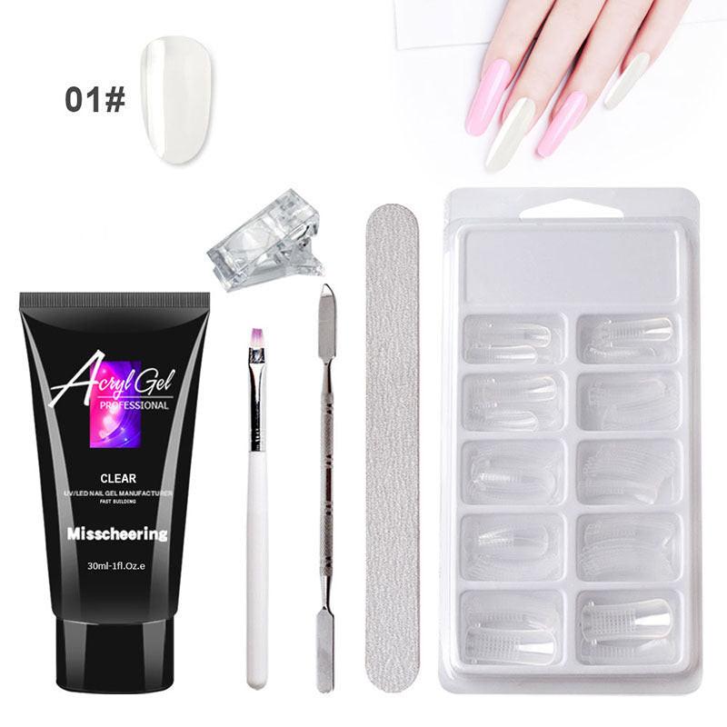 Painless Extension Gel Nail Art Without Paper Holder Quick Model Painless Crystal Gel Set.