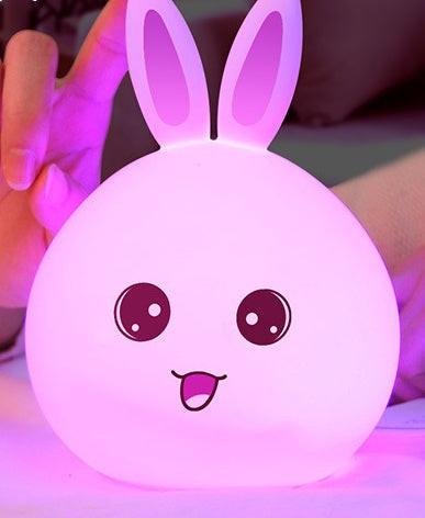 Cute Night Light Animal Rabbit Night lamps Touch Sensor Silicone LED Colorful Lights.