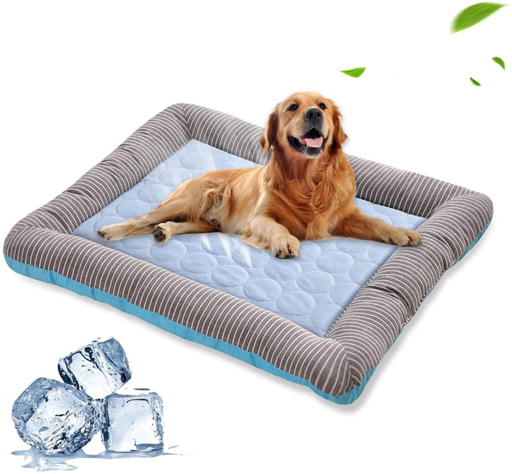 Pet Cooling Pad Bed For Dogs Cats Puppy Kitten Cool Mat Pet Blanket Ice Silk Material Soft For Summer Sleeping  Blue Breathable.