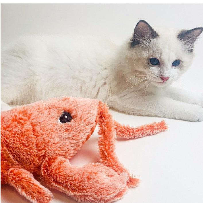 Pet Toys Electric Jumping Shrimp USB Charging Simulation Lobster Funny Cat Plush Pets Toy.