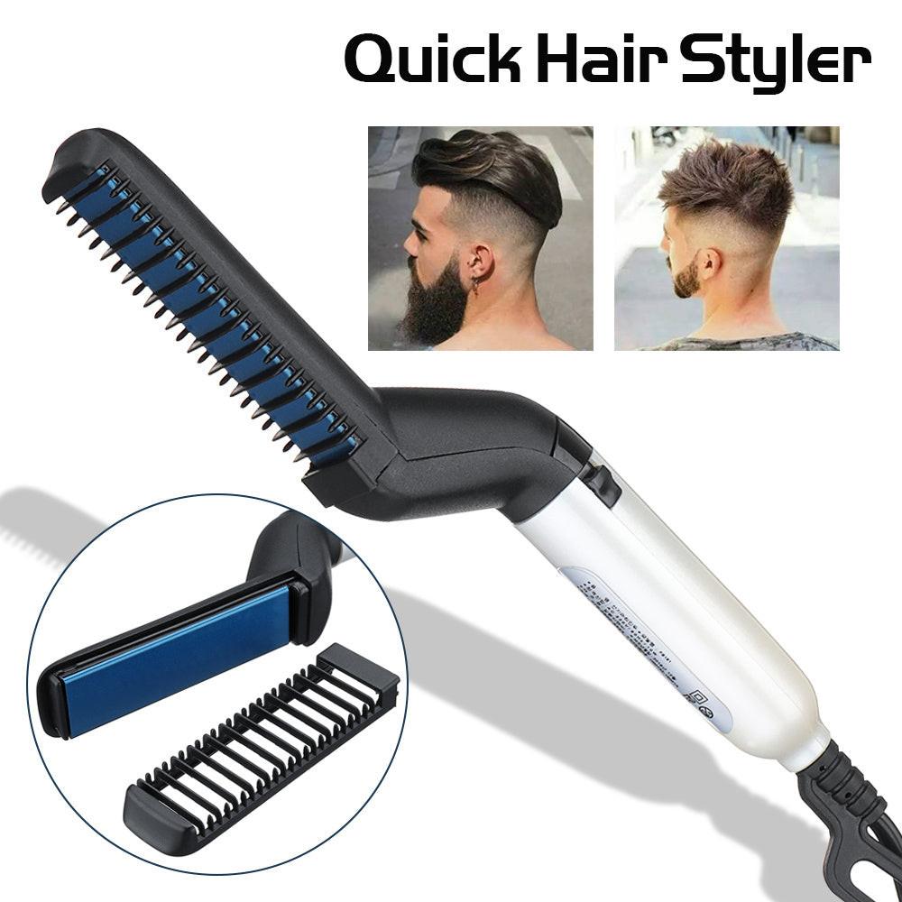 Electric Hair Straightener Brush,Men Quick Beard Straightener Styler Comb,Hair Straightening,Curly Hair Straightening Comb,Side Hair Detangling,Multifunctional Hair Curling Curler.