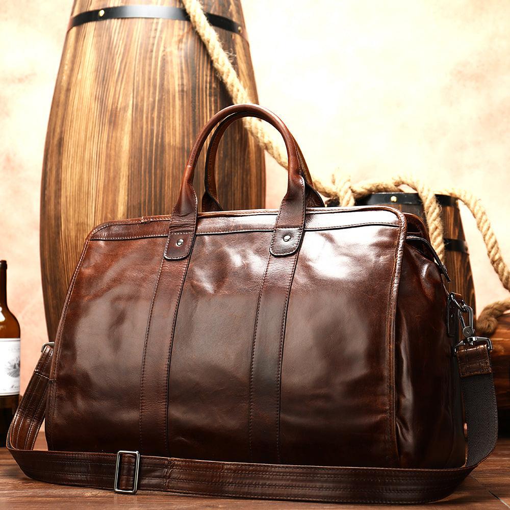 First Layer Cowhide Retro Large-capacity Travel Bag.