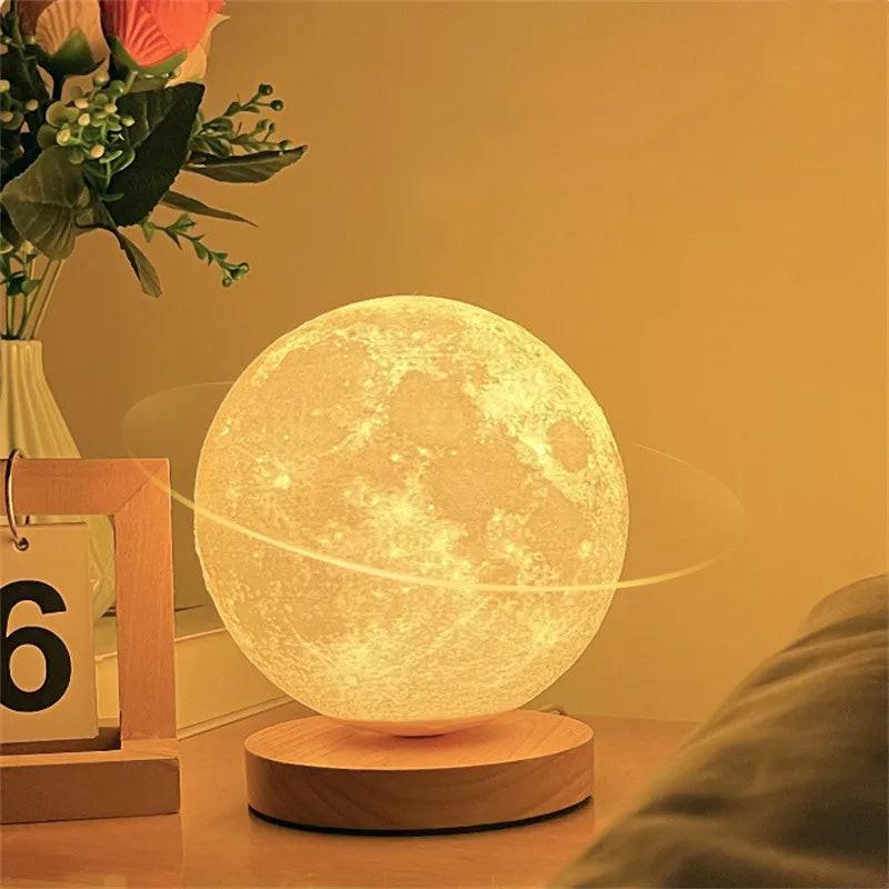 Creative 3D Magnetic Floating Levitating Moon Lamp Touch Control 3 Color Moon Light Lunar Night Light For Home Office Room Decor.