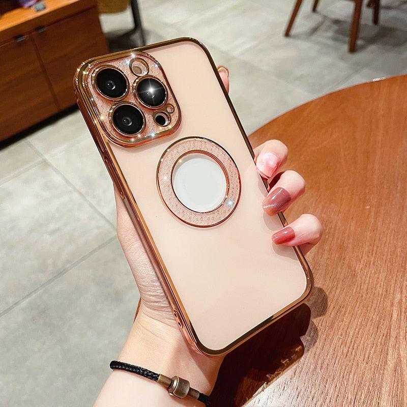 Electroplating Soft Diamond Ring Phone Case Drill Leakage Standard Mobile Phone Case Lens Film.