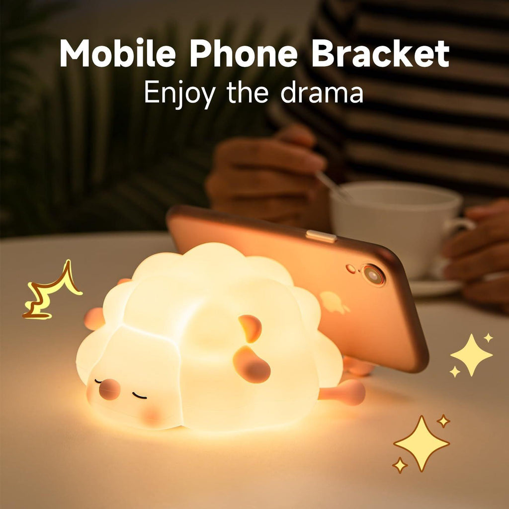 Cute Silicone Night Lights Sheep Cartoon Bedroom Lamp For Children's Room Decor Rechargeable Timing Dimming Sleep Night Light.