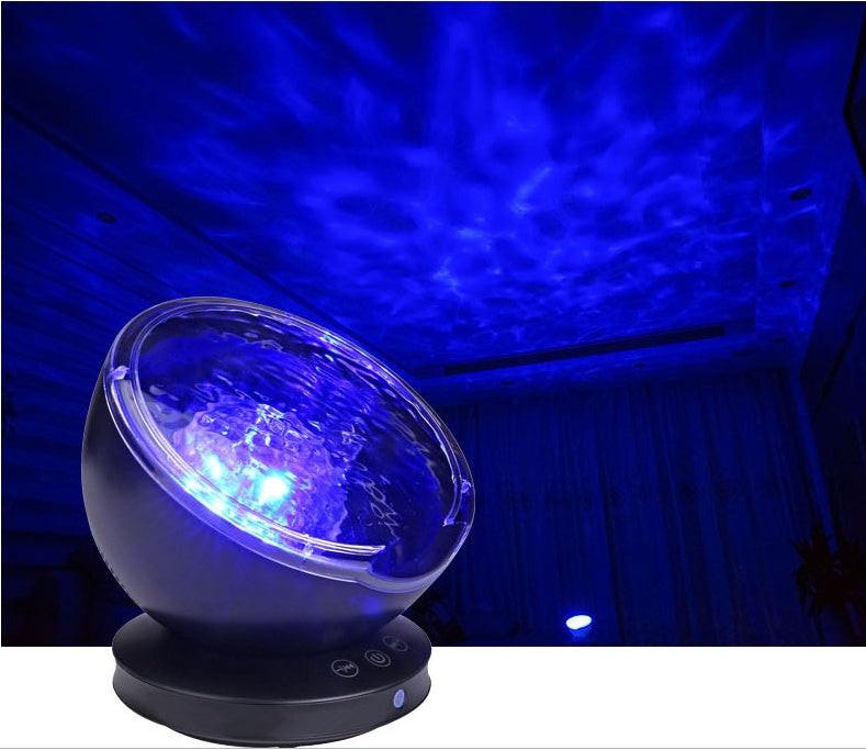 Ocean Wave Projector LED Night Light Remote Control TF Cards Music Player Speaker Aurora Projection.