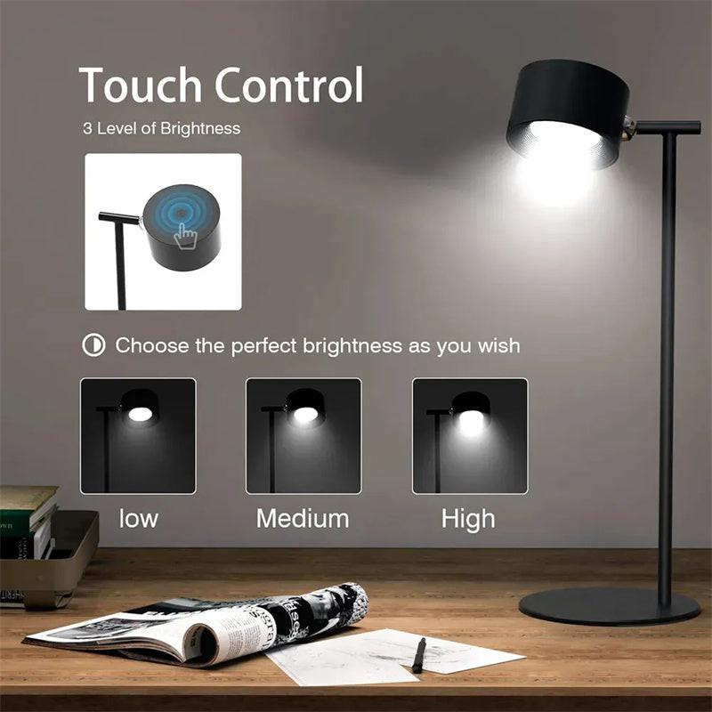 Magnetic Touchable LED USB Rechargeable Table Lamp 360 Rotate Cordless Remote Control Desk Lights Home Bedroom Wall Night Lamp.