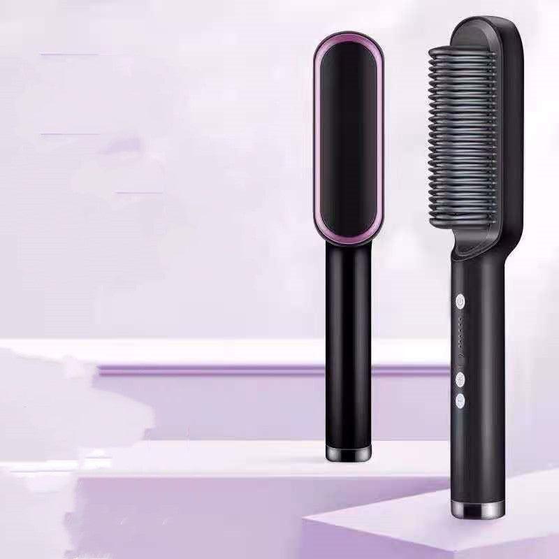 New 2 In 1 Hair Straightener Hot Comb Negative Ion Curling Tong Dual-purpose Electric Hair Brush.