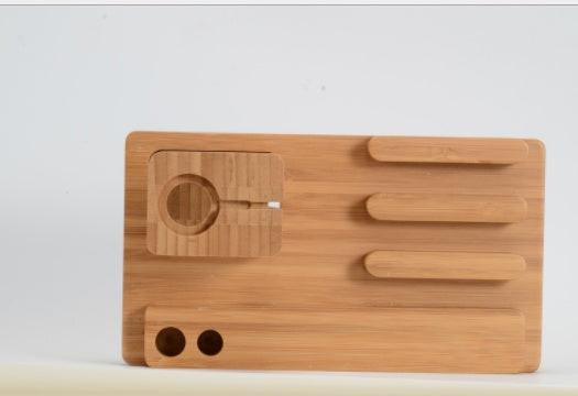 Compatible with Apple , Bamboo, wood andMobile applewatch bracket charging wooden bracket multi-function flat cell phone base.