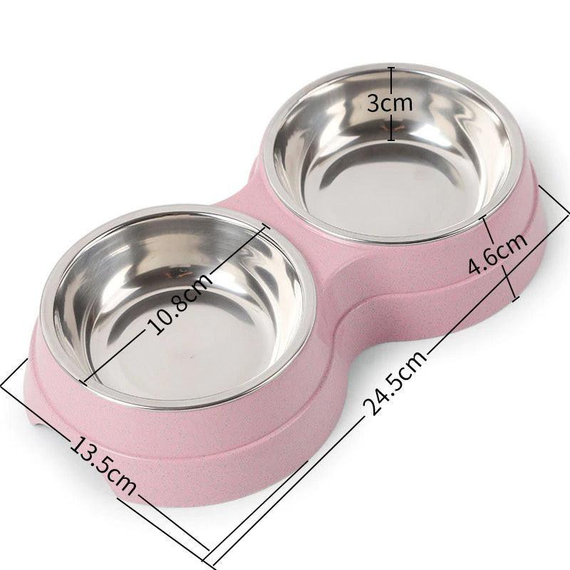 Double Pet Bowls Dog Food Water Feeder Stainless Steel Pet Drinking Dish Feeder Cat Puppy Feeding Supplies Small Dog Accessories.