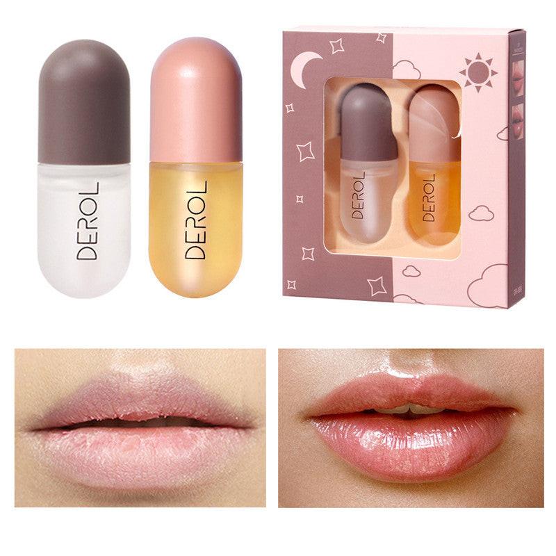 Day Night Instant Volume Lip Plumper Oil Clear Lasting Nourishing Repairing Reduce Lip Fine Line Care Lip Beauty Cosmetic.