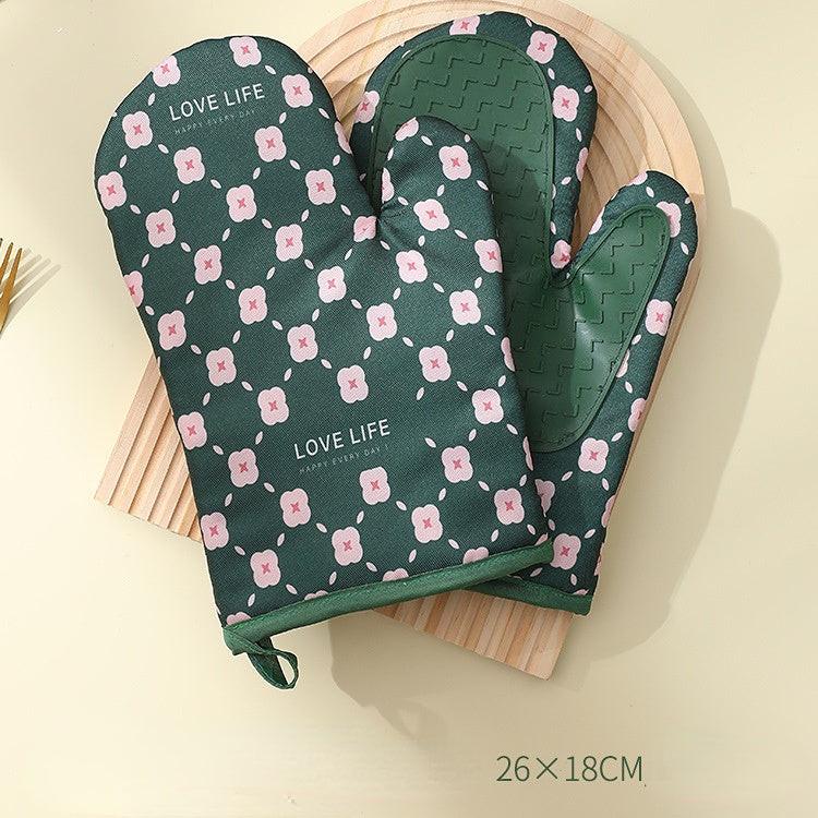 Anti-Scalding Microwave Cotton Non-Slip Insulation Gloves Oven Mitts  Kitchen Heat Resistant Thickened Cotton Heat Insulation Microwave Oven Oven Anti Scalding Household Gloves Baking Tools.