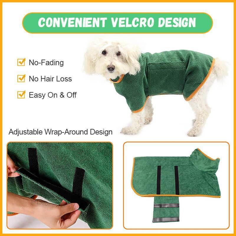 Absorbent Pet Bathrobe With Waist-wrapped Microfiber.