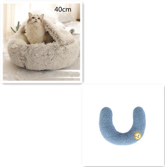 2 In 1 Dog And Cat Bed Pet Winter Bed Round Plush Warm Bed House Soft Long Plush Pets Bed Pet Products.