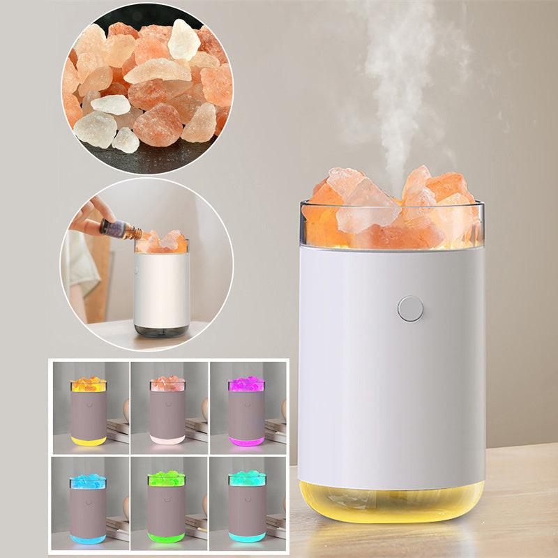 Air Humidifier Crystal Salt Stone Desktop Aromatherapy Essential Oil Ultrasonic Diffuser With LED Lamp Bedroom Home Humidifier.