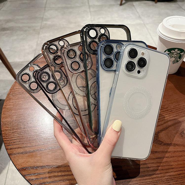 Electroplating Soft Diamond Ring Phone Case Drill Leakage Standard Mobile Phone Case Lens Film.