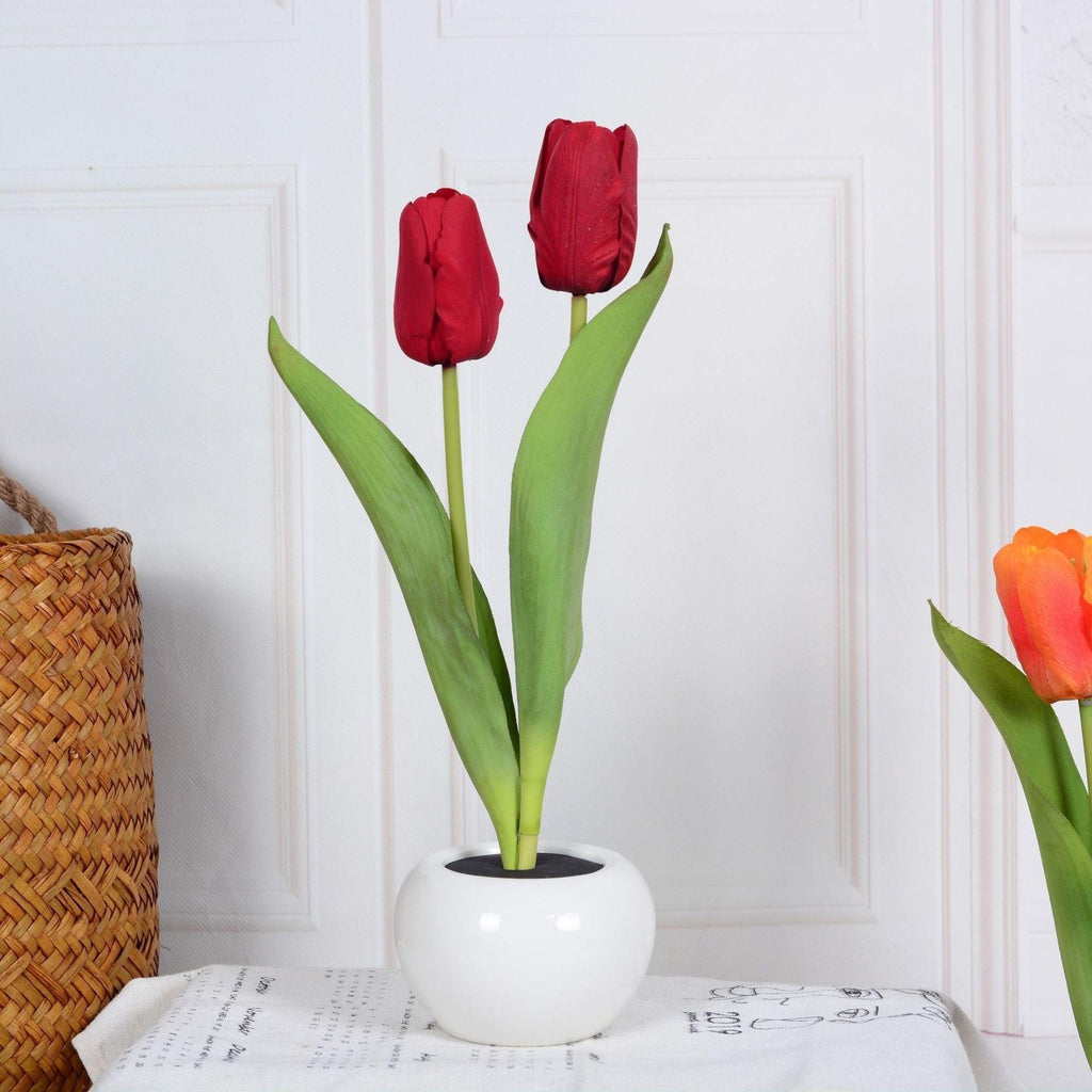LED Tulip Flower Night Light Artificial Flowerpot Potted Plant Landscape Table Lamp Home Bedroom Living Room Decoration Gift.