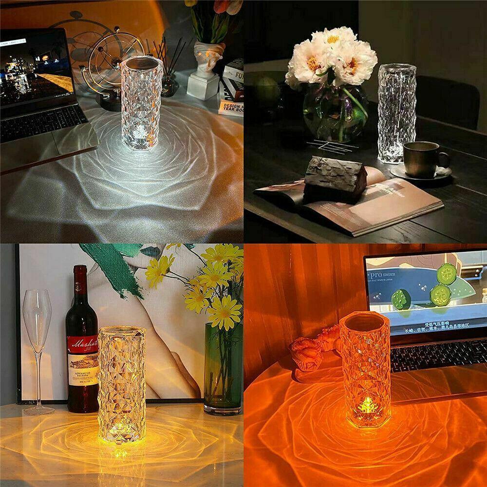 LED Crystal Table Lamp Diamond Rose Night Light Touch Atmosphere &Remote Control.